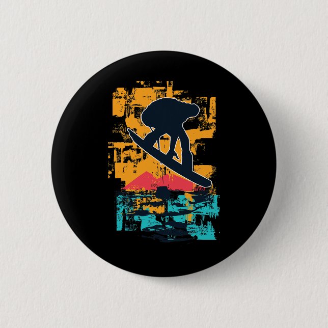 Snowboard Sunset Big Air Jump für Snowboarder Button (Vorderseite)