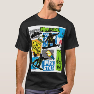 Snowboard Typografie: Hintergrund des extremen Kin T-Shirt