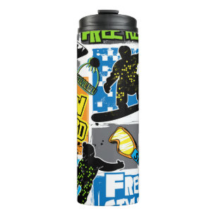 Snowboard Typografie: Hintergrund des extremen Kin Thermosbecher