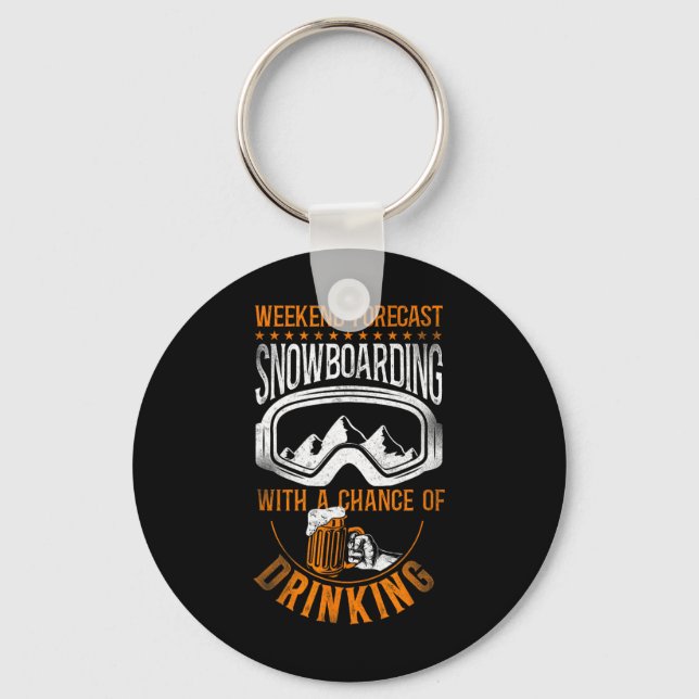 Snowboard Vintages Bier 1 Schlüsselanhänger (Vorderseite)