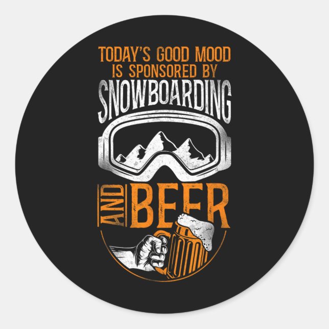 Snowboard Vintages Bier Runder Aufkleber (Vorderseite)