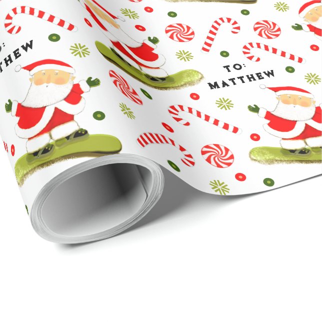 Snowboard Weihnachtsgeschenk Wrapping Paper Geschenkpapier (Rolleneckpunkt)
