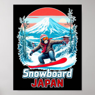Snowboarden Affen in Japan Landschaftliche Landsch Poster