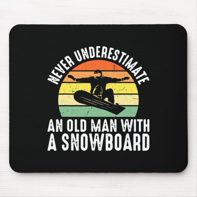 Snowboarden Alter Mann müde Snowboarder Hop Mousepad (Vorne)