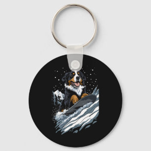 Snowboarden - Berner Hund auf dem Sn Schlüsselanhänger