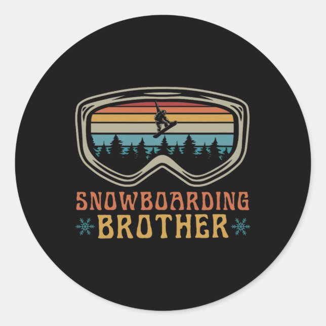 Snowboarden Bruder Matching Familie Snowboard Tri Runder Aufkleber (Vorderseite)