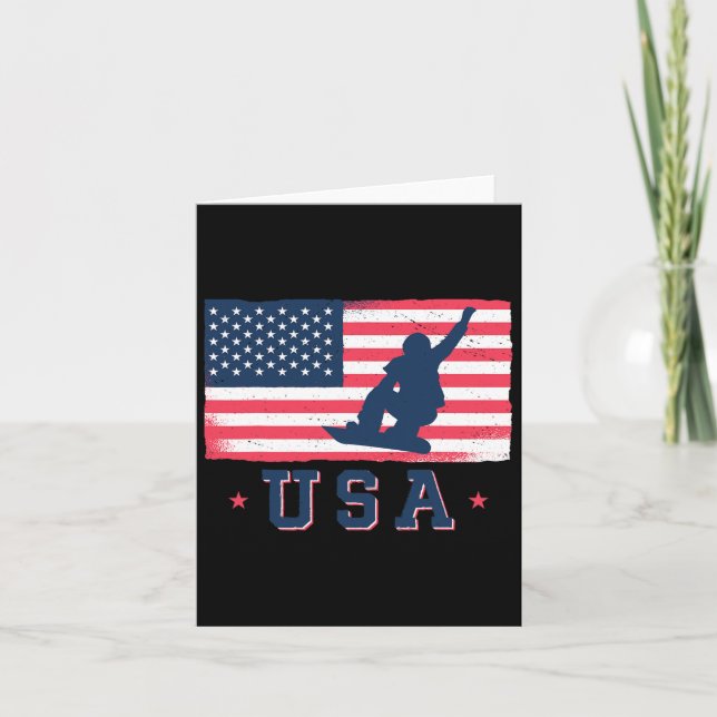 Snowboarden der amerikanischen Flagge Snowboard fü Karte (Vorderseite)