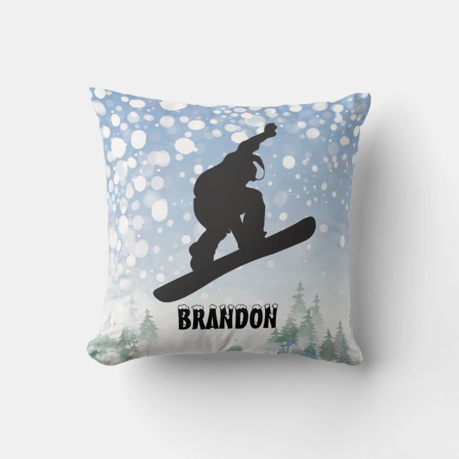 Snowboarden Design Throw Kissen (Vorderseite)