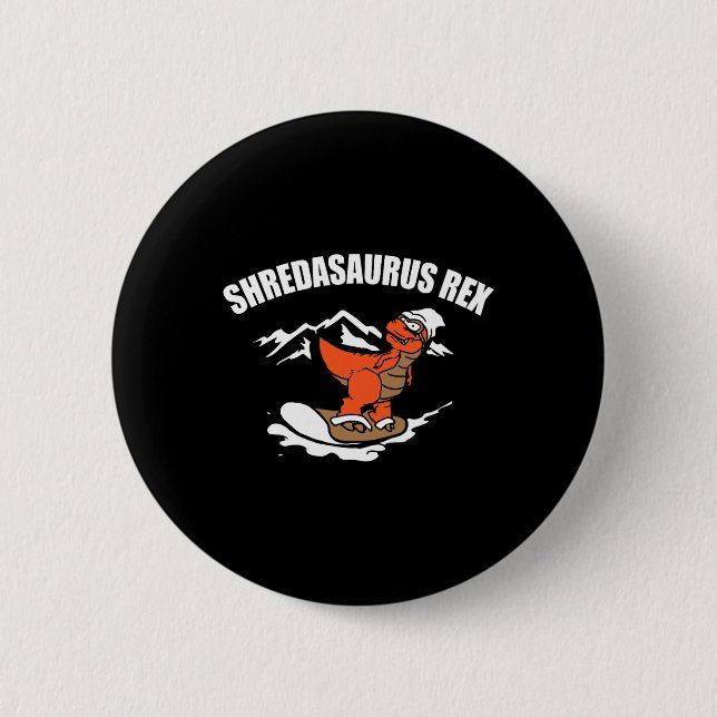 Snowboarden Dinosaurier Funny Snowboard Kindergesc Button (Vorderseite)