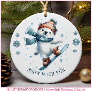 Snowboarden Eisbär Foto Weihnachten Keramik Ornament