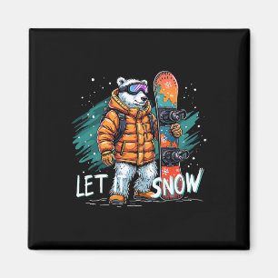 Snowboarden Eisbär Winterspass arktisches Abenteue Magnet