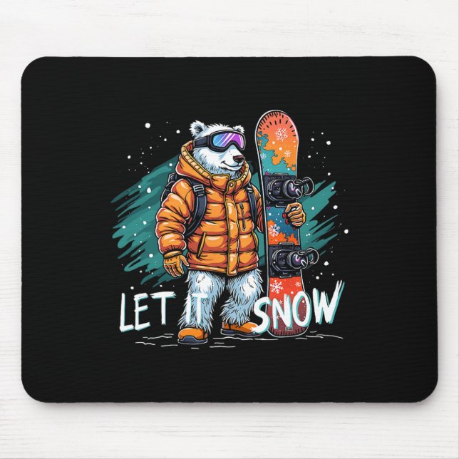 Snowboarden Eisbär Winterspass arktisches Abenteue Mousepad (Vorne)