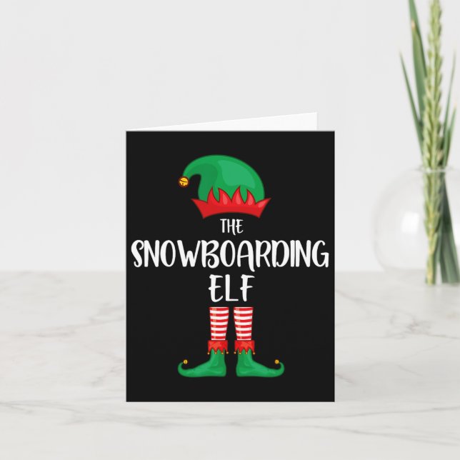 Snowboarden Elf Weihnachts-Party Matching Familie  Karte (Vorderseite)