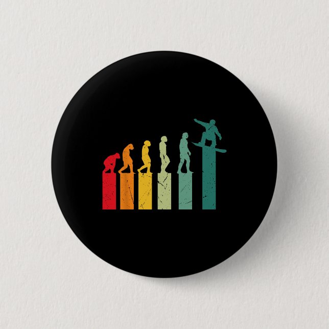 Snowboarden Evolution Berge Skipiste Snowboarden Button (Vorderseite)