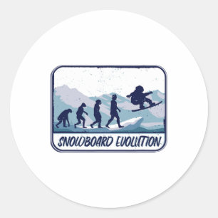 Snowboarden Evolution Reiten Die sich verschiebend Runder Aufkleber