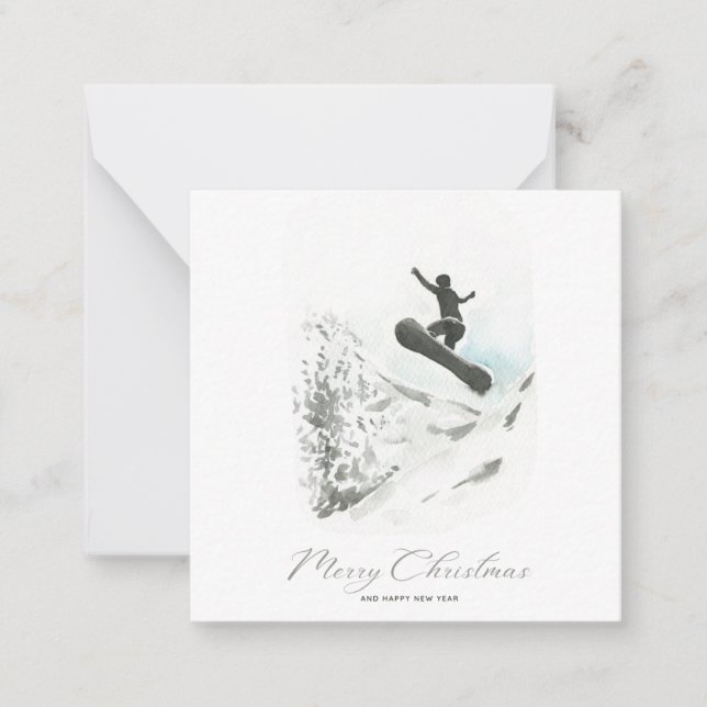 Snowboarden Foto Weihnachtskarte Mitteilungskarte (Vorderseite)