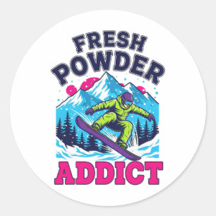 Snowboarden Frischer Pulverschnee Cooler Snowboard Runder Aufkleber