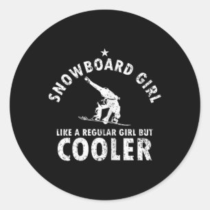 Snowboarden - Geschenk für Girl Snowboarder Winter Runder Aufkleber