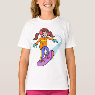 Snowboarden Girl Snow Fun T - Shirt