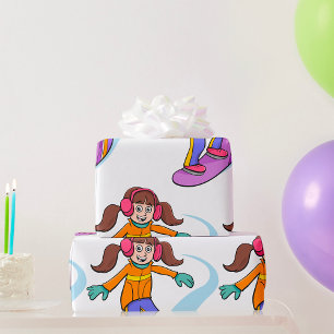 Snowboarden Girl Snow Fun Wrapping Paper Geschenkpapier