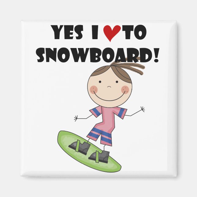 Snowboarden Girl Tshirts und Geschenke Magnet (Vorne)