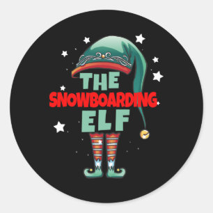 Snowboarden Gnome Weihnachten Pajama - Snowboarden Runder Aufkleber