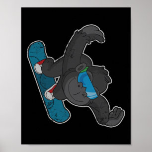Snowboarden Gorilla Snowboard Männer Frauen Kinder Poster