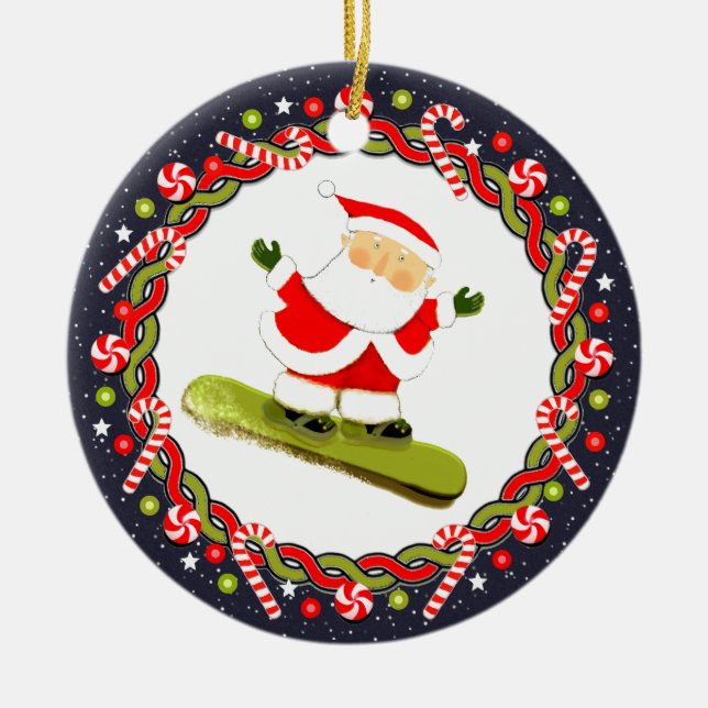 Snowboarden Holiday Geschenk Keramik Keramik Ornament (Vorne)