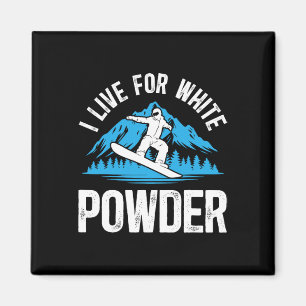Snowboarden Ich lebe für White Powder Snowboarder Magnet