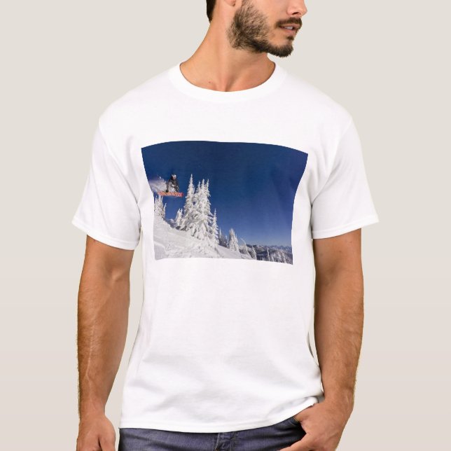 Snowboarden im Whitefish Mounort T-Shirt (Vorderseite)