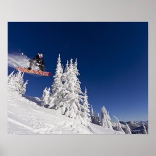 Snowboarden in Action im Whitefish Mountain Resort Poster