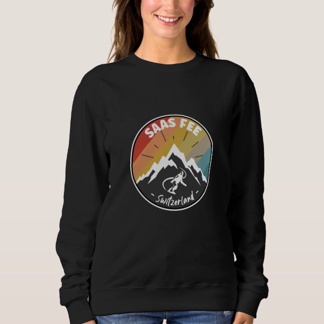 Snowboarden in Saas Fee Schweiz Sweatshirt (Vorderseite)