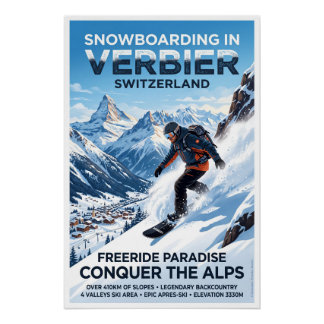 Snowboarden in Verbier Poster