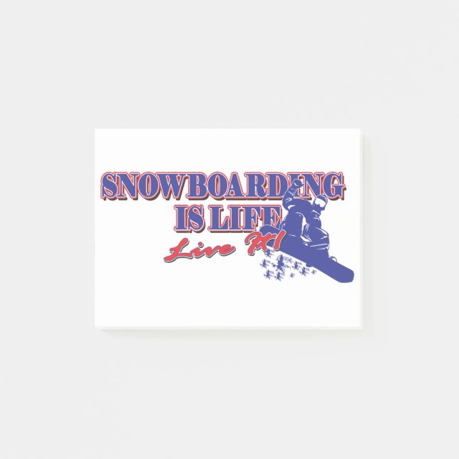 Snowboarden ist Leben-Live-it Post-it Klebezettel (Vorderseite)