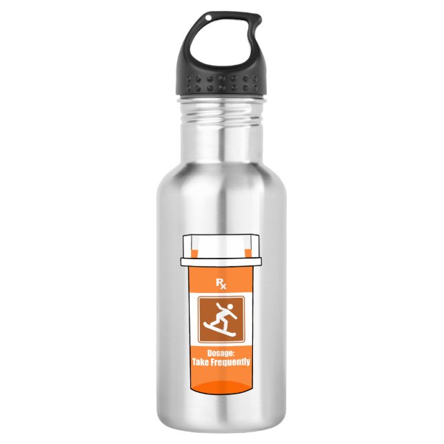 Snowboarden ist mein Medikament Edelstahlflasche (Vorderseite)