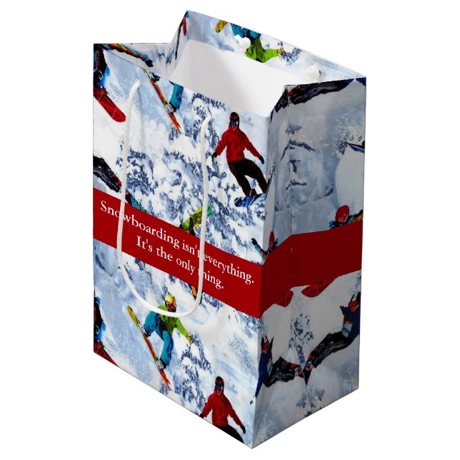 Snowboarden ist nicht alles mittlere geschenktüte (Vorderseite Schrägansicht)