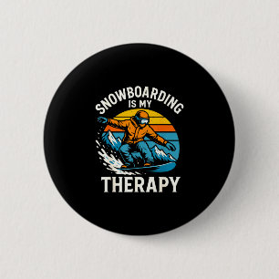 Snowboarden ist Therapie Retro-Mountain-Snowboard Button