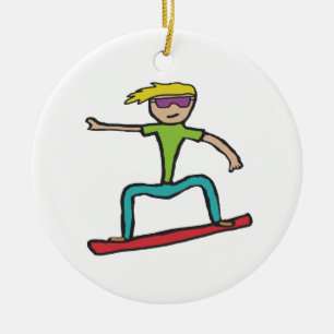 Snowboarden Keramik Ornament