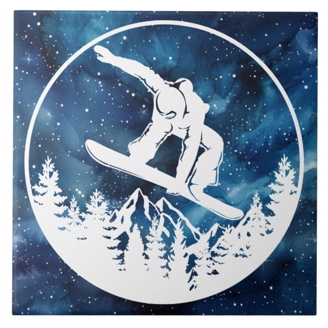 Snowboarden Keramik Tile Fliese (Vorderseite)