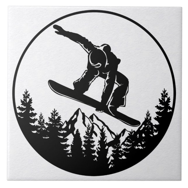 Snowboarden Keramik Tile Fliese (Vorderseite)