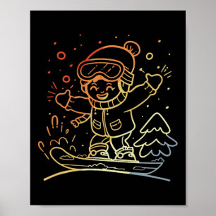 Snowboarden Kid Grafik Retro Stil für Jungen und Poster