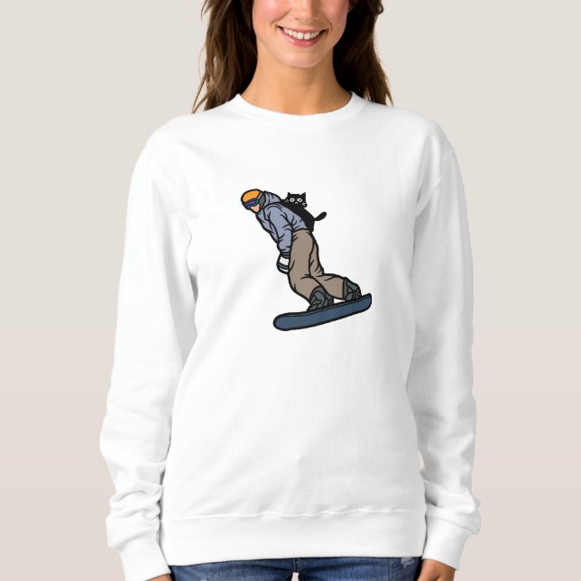 Snowboarden mit meiner Katze Sweatshirt (Vorderseite)