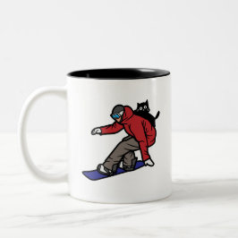 Snowboarden mit meiner Katze Zweifarbige Tasse