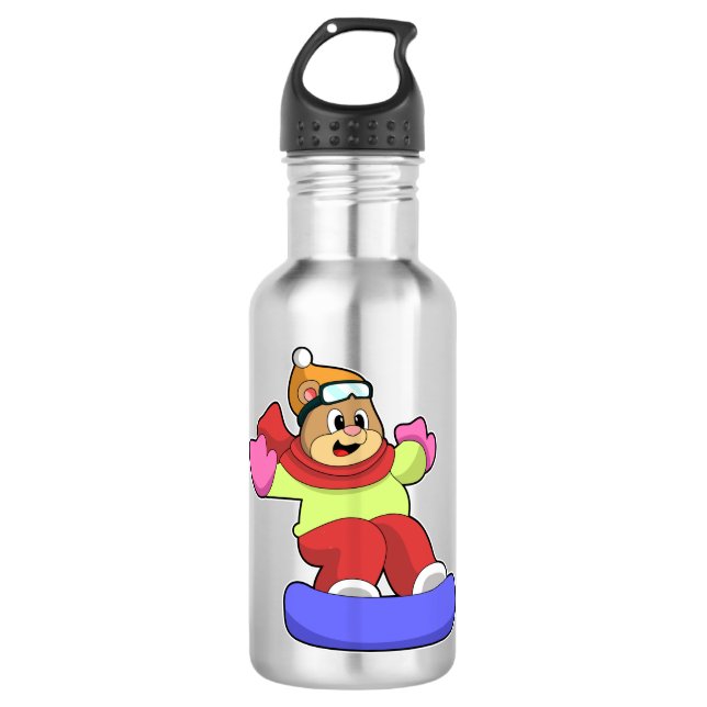 Snowboarden mit Snowboard Edelstahlflasche (Vorderseite)