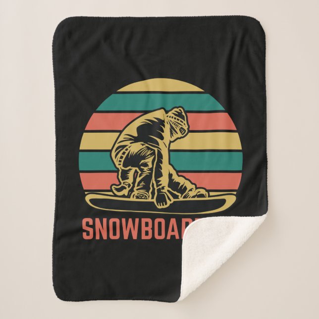 Snowboarden mit Snowboarder. Sherpadecke (Vorderseite)