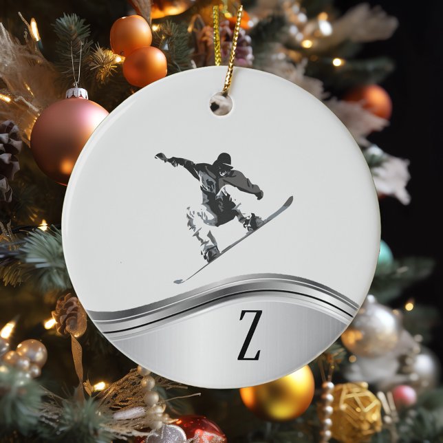 Snowboarden Monogram Snowboard Keramik Ornament (Von Creator hochgeladen)