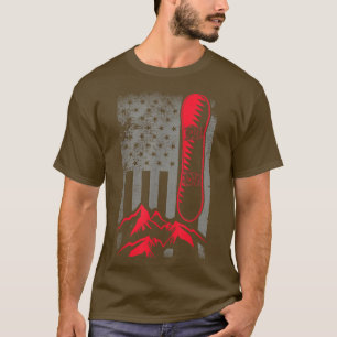 Snowboarden Mountain Sport Fan USA Flag Beunruhigu T-Shirt