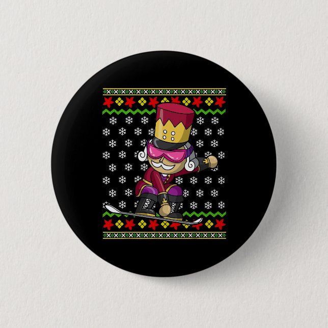 Snowboarden Nutcracker Snowboard Ugys Weihnachten Button (Vorderseite)