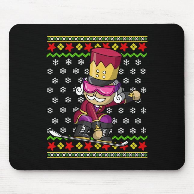 Snowboarden Nutcracker Snowboard Ugys Weihnachten Mousepad (Vorne)
