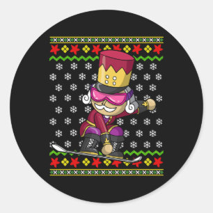 Snowboarden Nutcracker Snowboard Ugys Weihnachten Runder Aufkleber